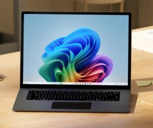 Windows 11 laptop on a desk, featured in our Printable windows 11 PC guides for beginners and seniors