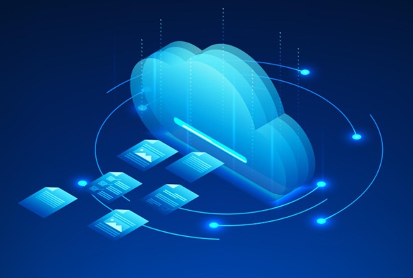 Digital documents syncing with a glowing cloud icon to get started with cloud storage.
